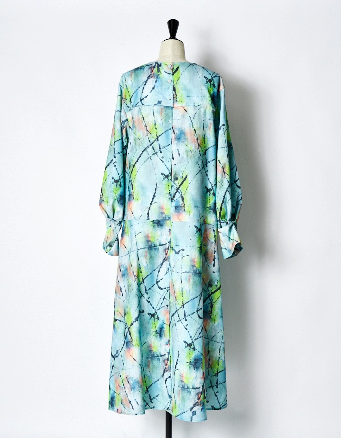 "Hidamari" Paint Dress / blue