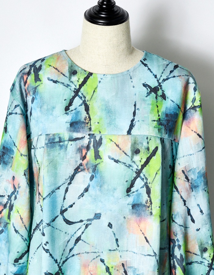 "Hidamari" Paint Dress / blue