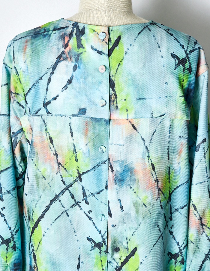 "Hidamari" Paint Dress / blue