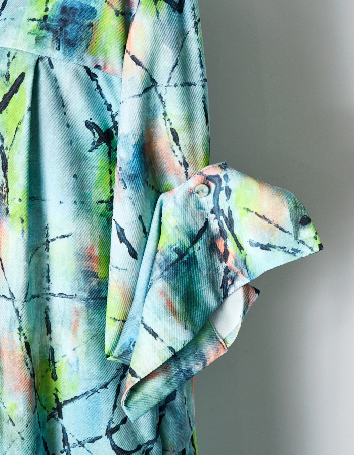 "Hidamari" Paint Dress / blue