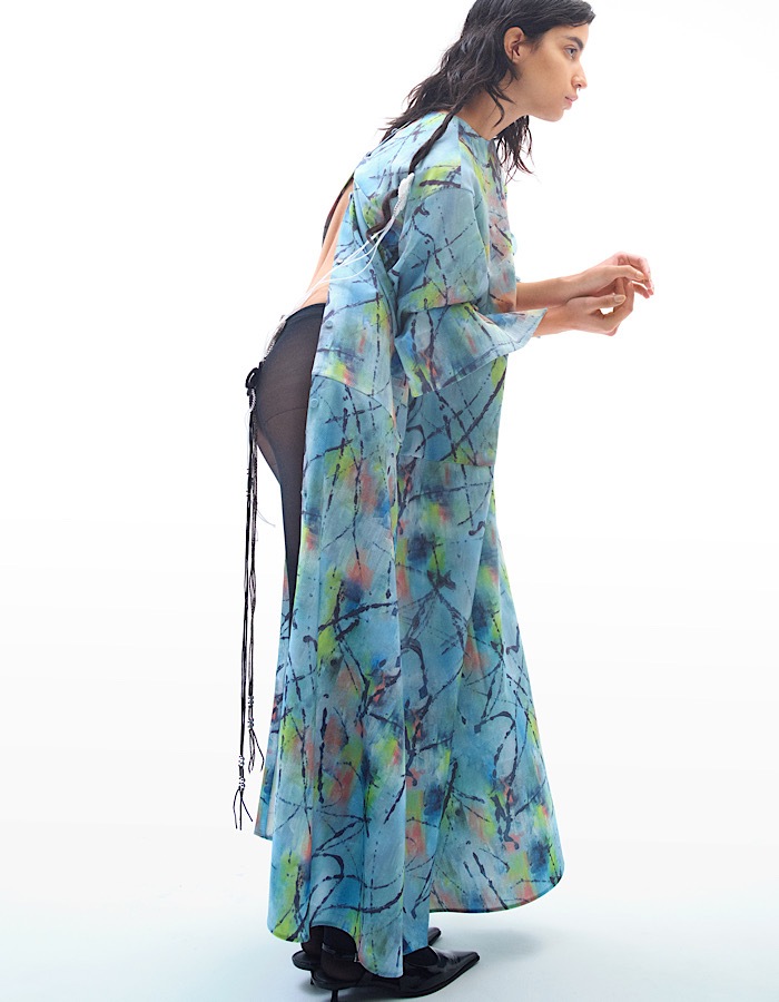 "Hidamari" Paint Dress / blue