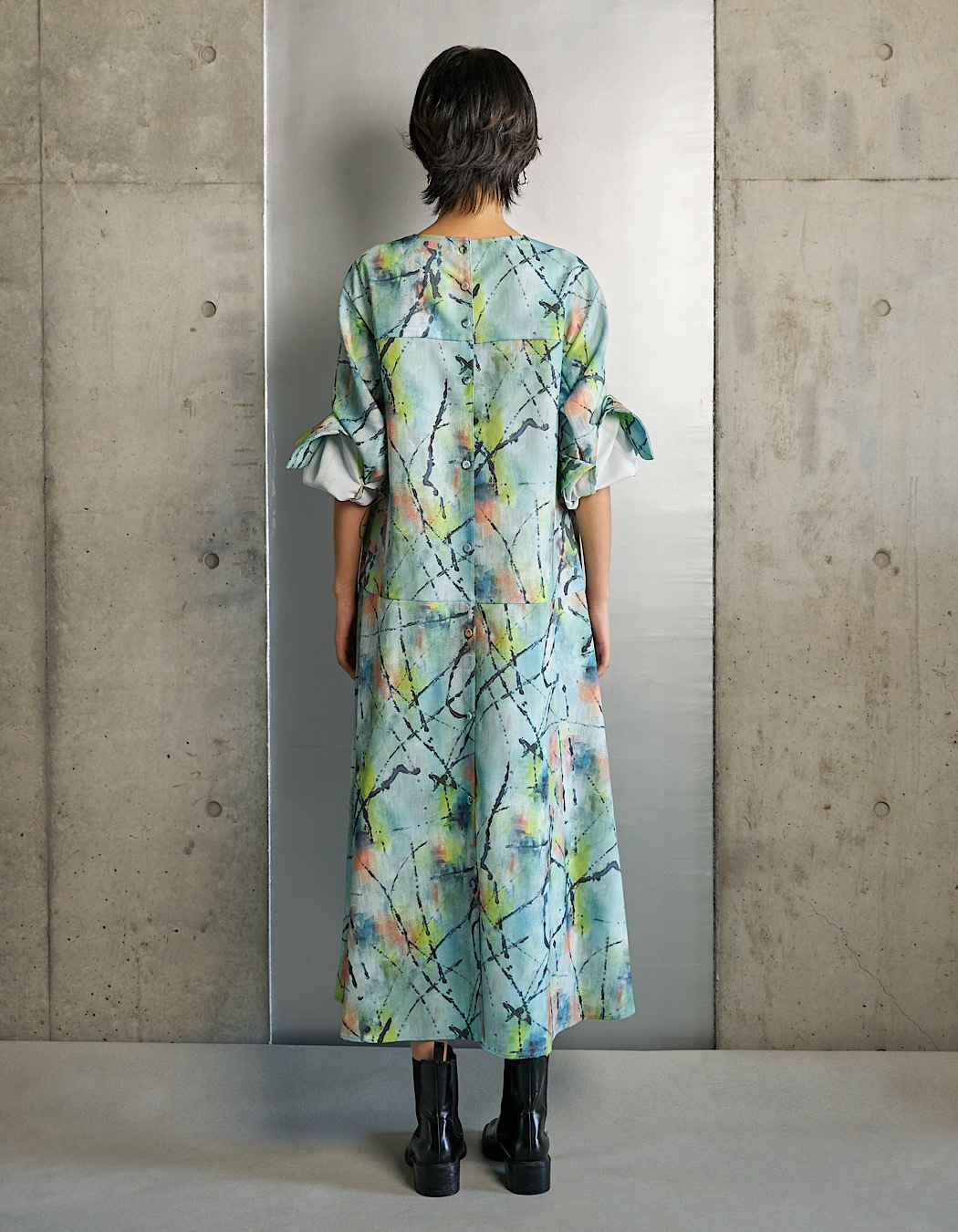 "Hidamari" Paint Dress / blue