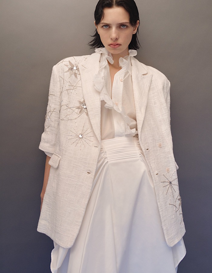 Beads Embroidery Tweed Jacket / white | OUTERS,JACKET | RUMCHE