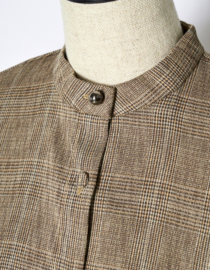 Dolman Sleeve Check Shirt / brown