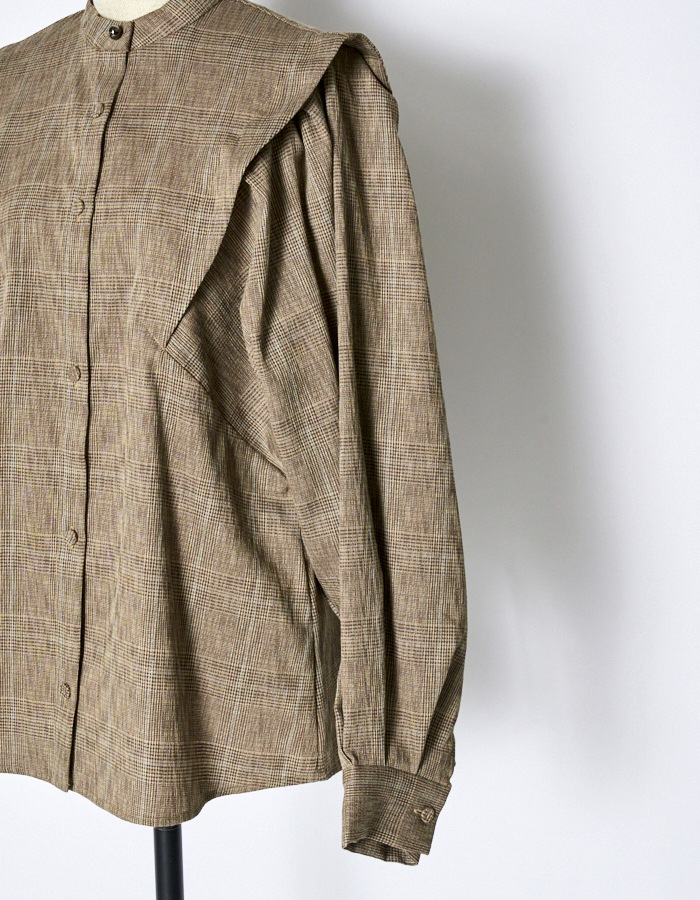 Dolman Sleeve Check Shirt / brown