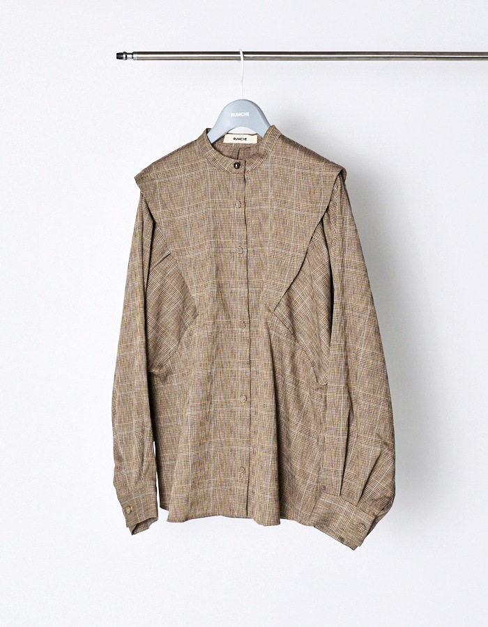 Dolman Sleeve Check Shirt / brown