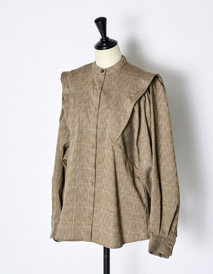 Dolman Sleeve Check Shirt / brown