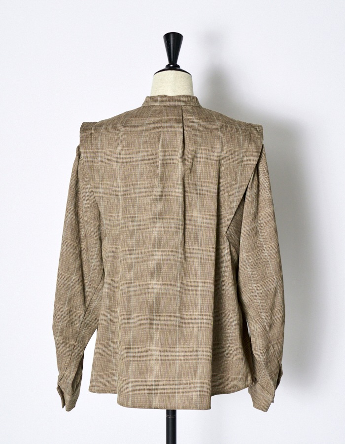 Dolman Sleeve Check Shirt / brown