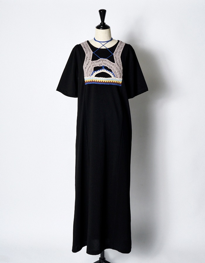 Knit Docking Cutsew Dress / black