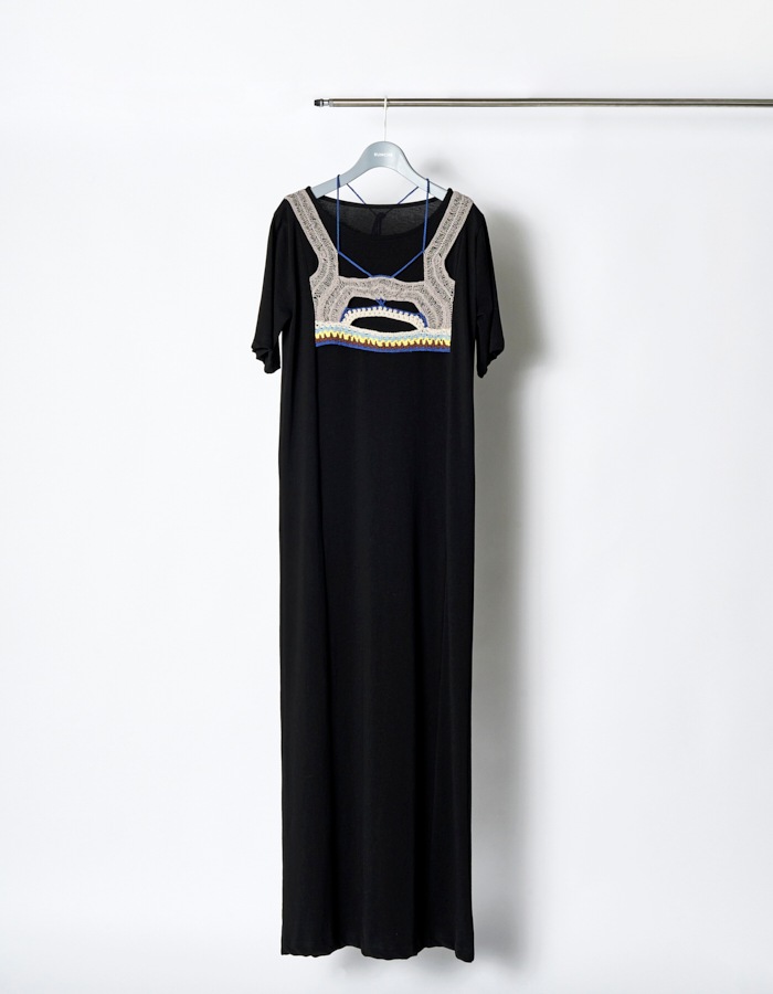 Knit Docking Cutsew Dress / black