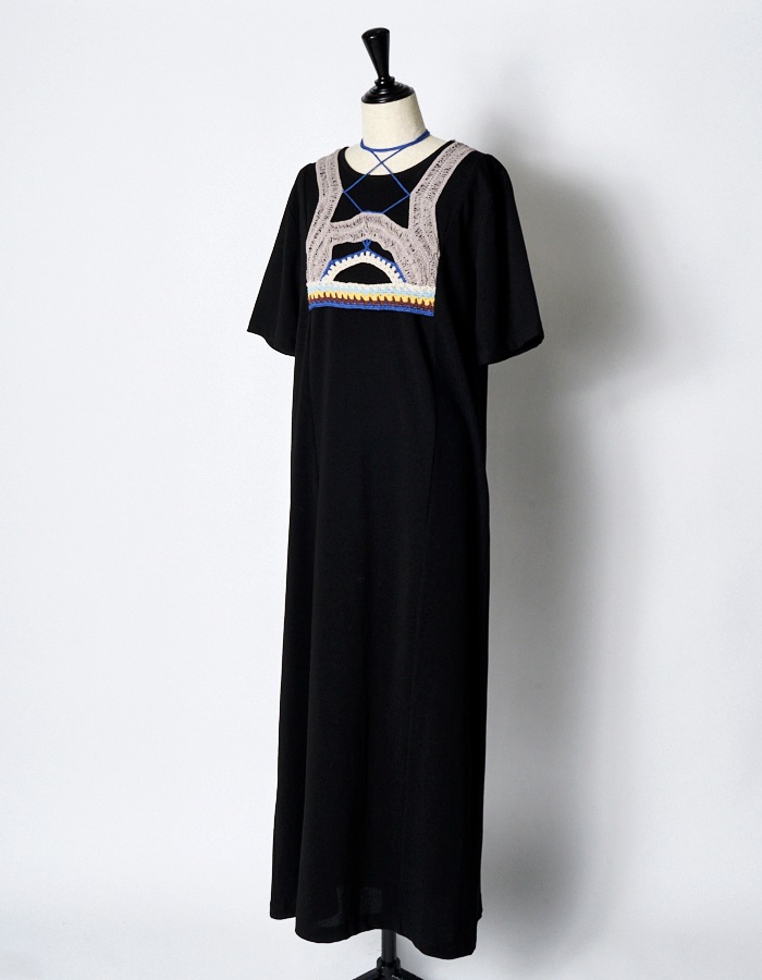 Knit Docking Cutsew Dress / black