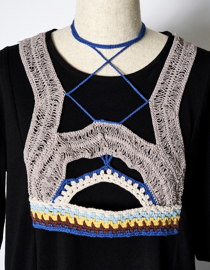 Knit Docking Cutsew Dress / black