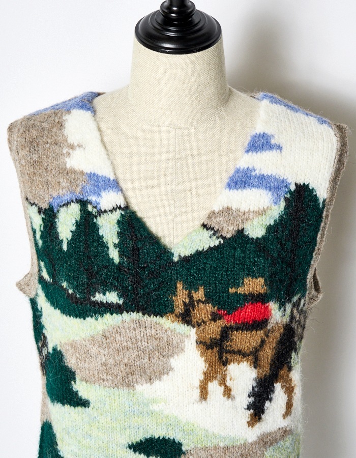 Landscape Knit Vest / gray
