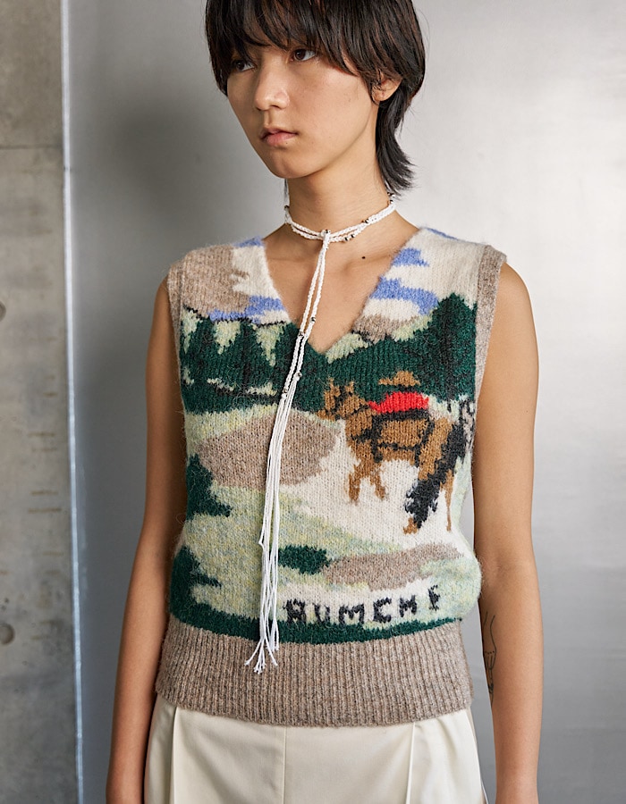 Landscape Knit Vest / gray