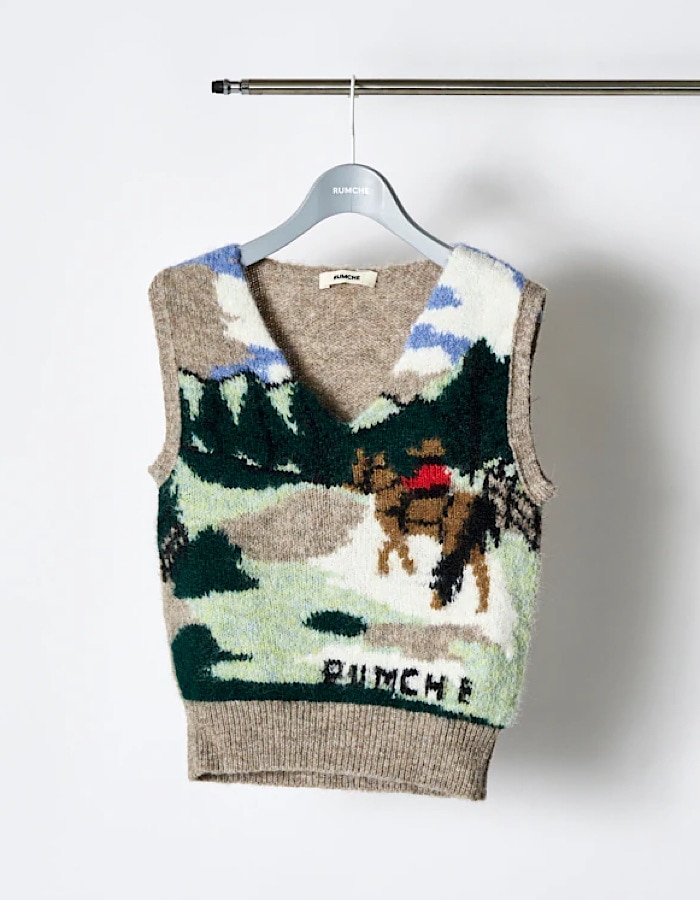 Landscape Knit Vest / gray