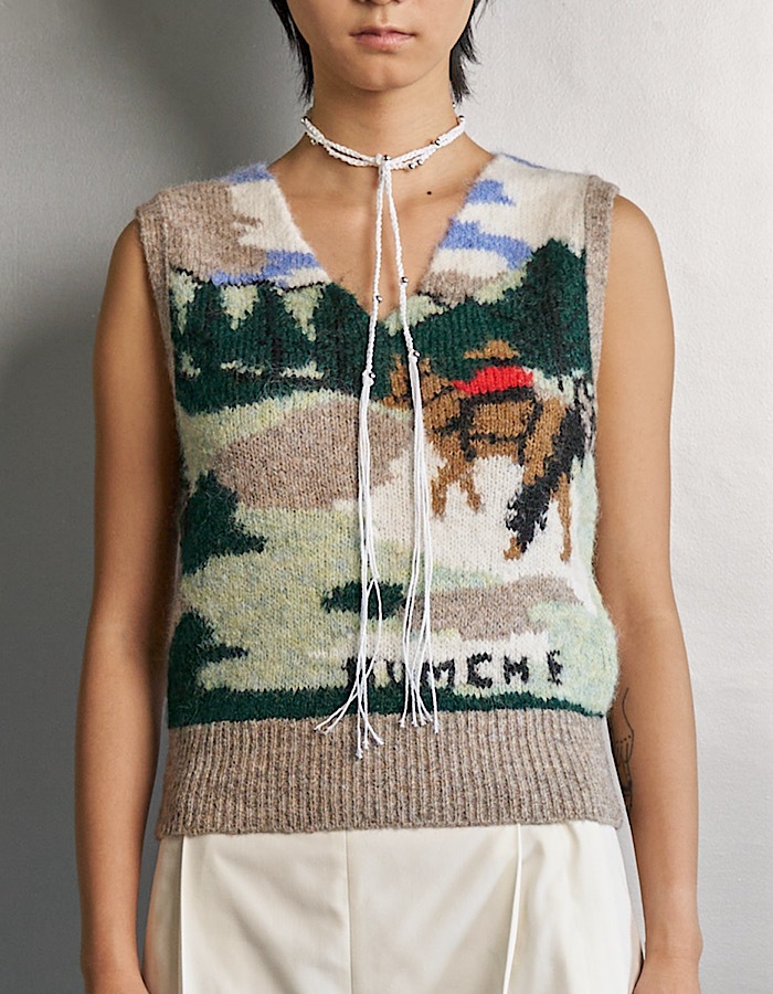 Landscape Knit Vest / gray