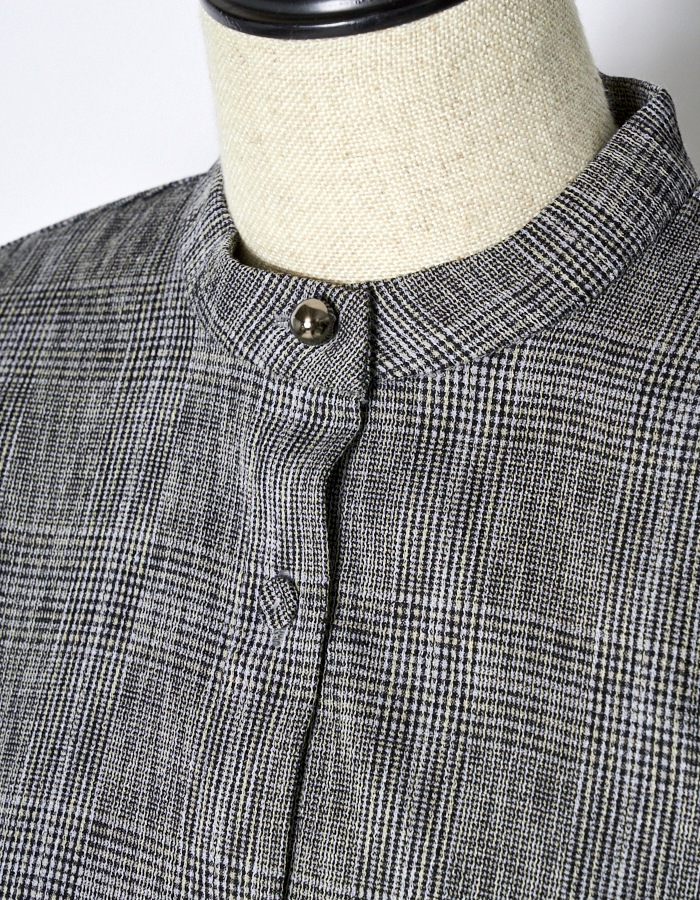 Dolman Sleeve Check Shirt / gray