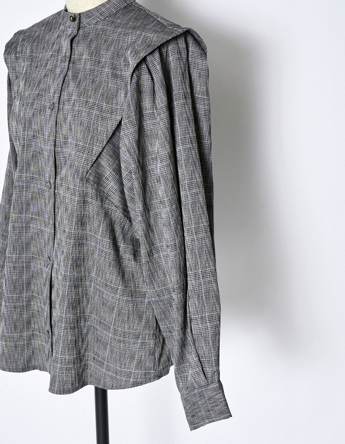 Dolman Sleeve Check Shirt / gray