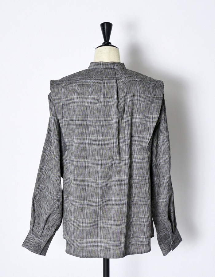 Dolman Sleeve Check Shirt / gray
