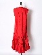 Sleeveless Gathered Dress / red