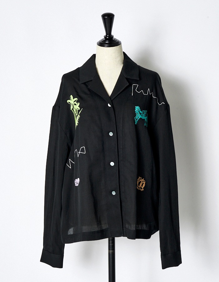 Treasure Embroidery Shirt / black