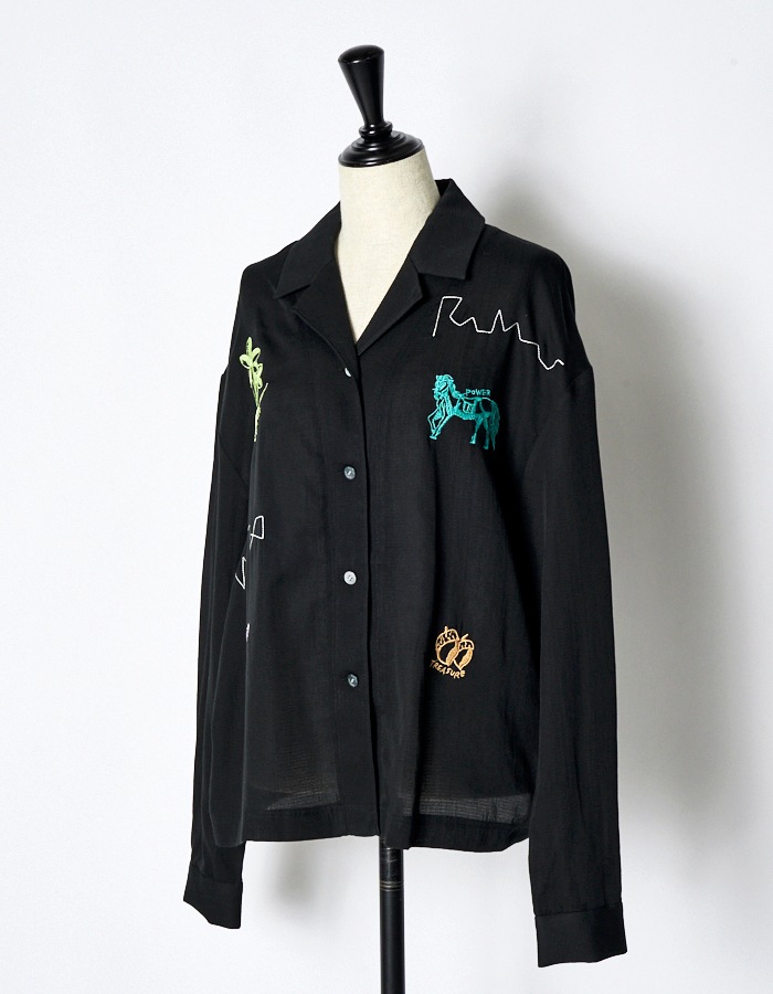 Treasure Embroidery Shirt / black