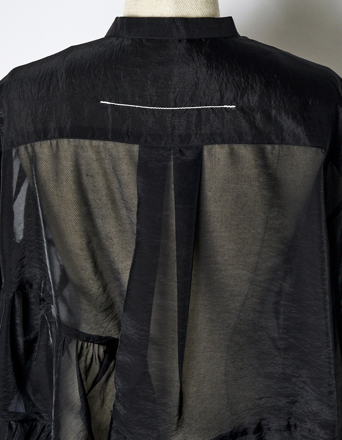 Sheer Gathered Blouse / black