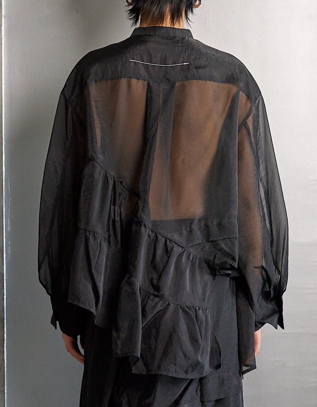 Sheer Gathered Blouse / black