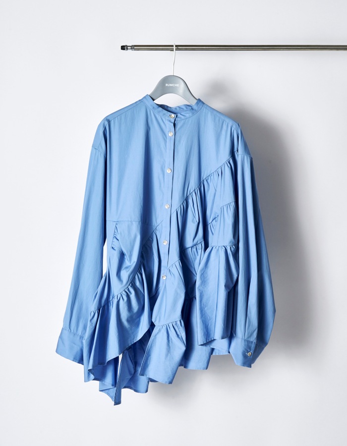 Typewriter Gathered Blouse / sax