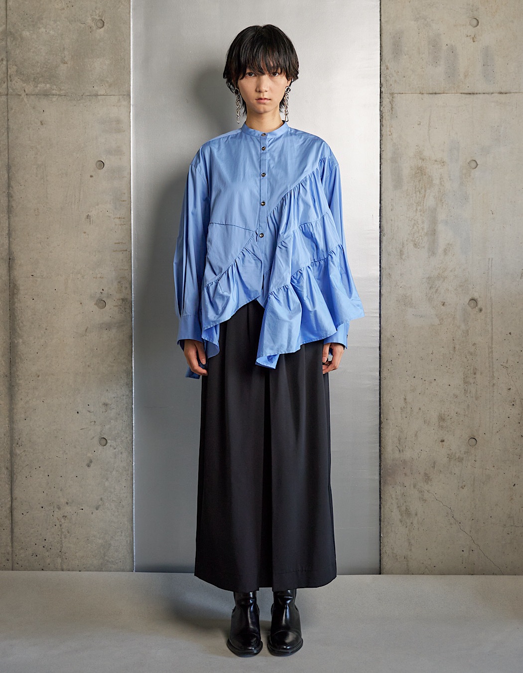 Typewriter Gathered Blouse / sax