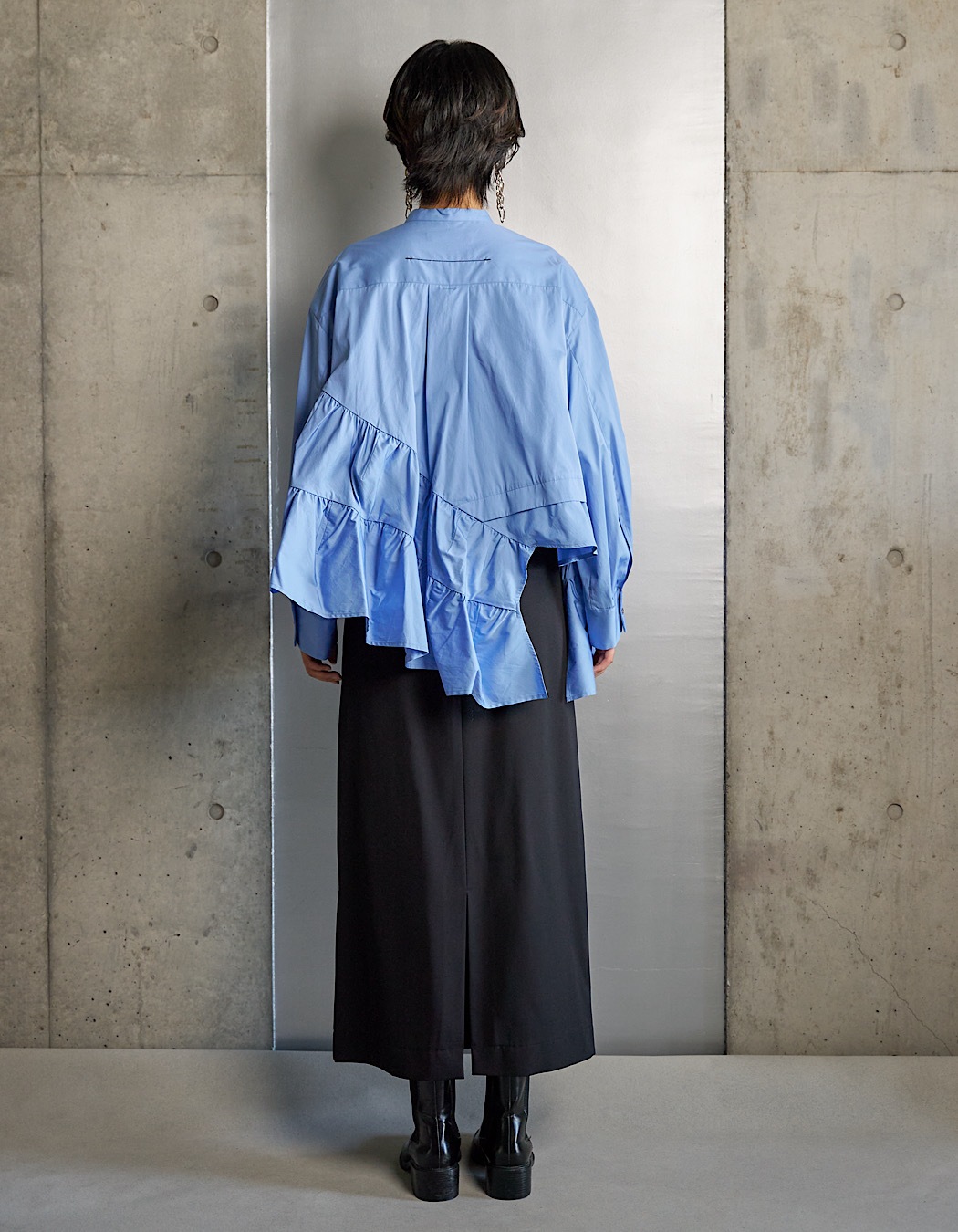 Typewriter Gathered Blouse / sax