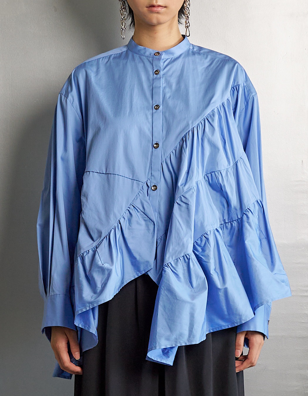 Typewriter Gathered Blouse / sax