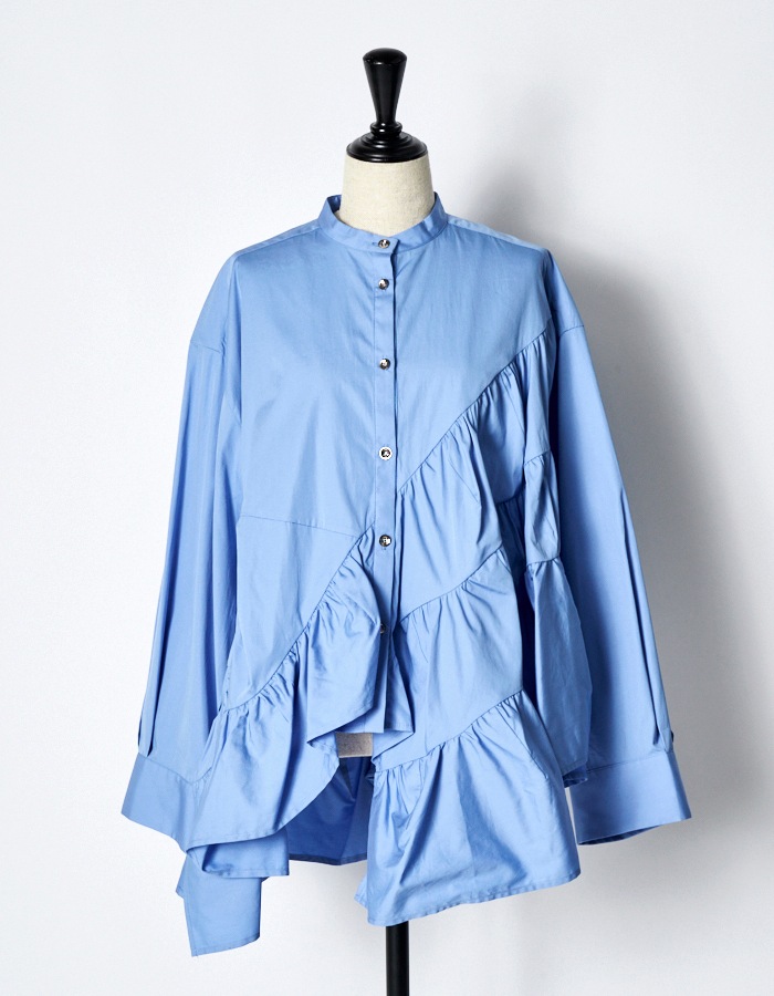 Typewriter Gathered Blouse / sax