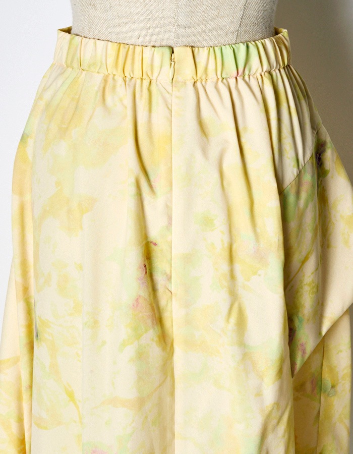 Crystal Flower Paint Skirt / yellow