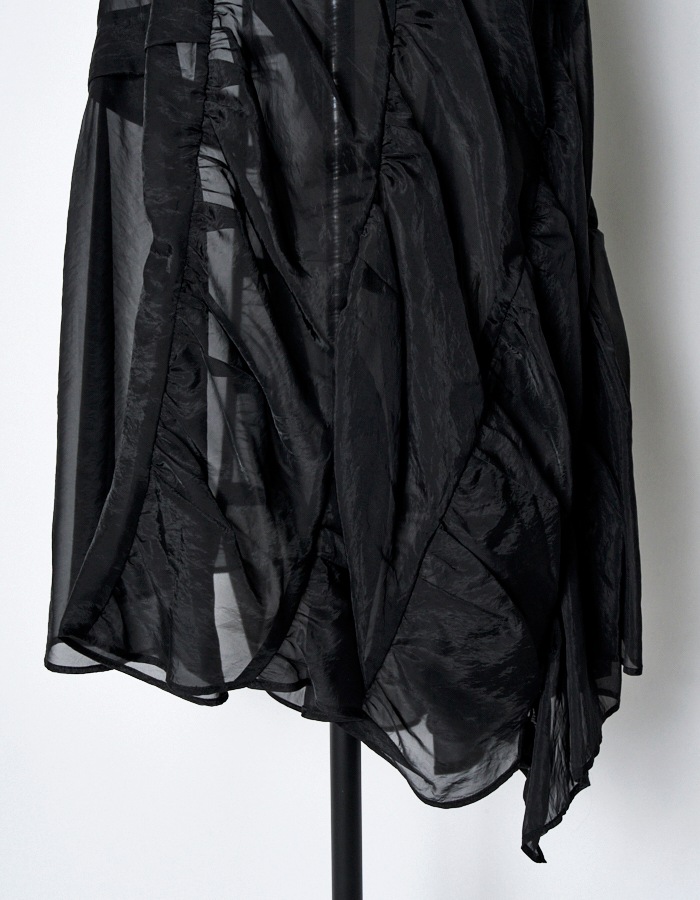 Sheer Gathered Skirt / black