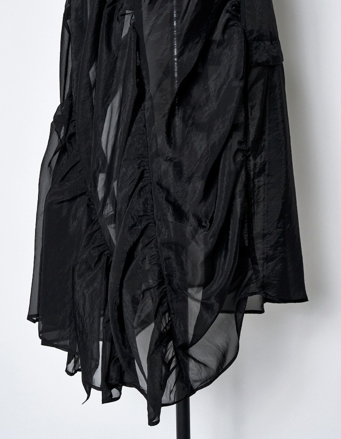 Sheer Gathered Skirt / black
