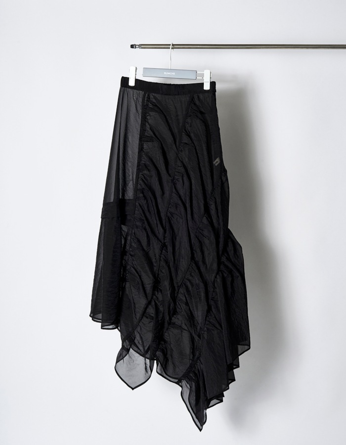 Sheer Gathered Skirt / black
