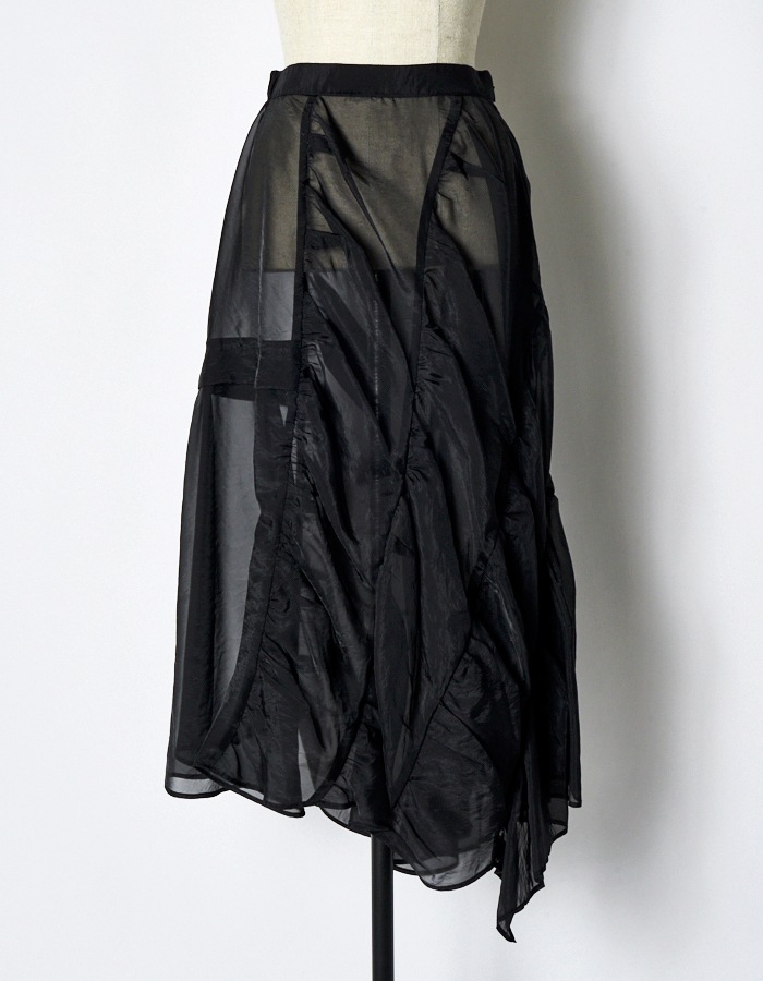 Sheer Gathered Skirt / black