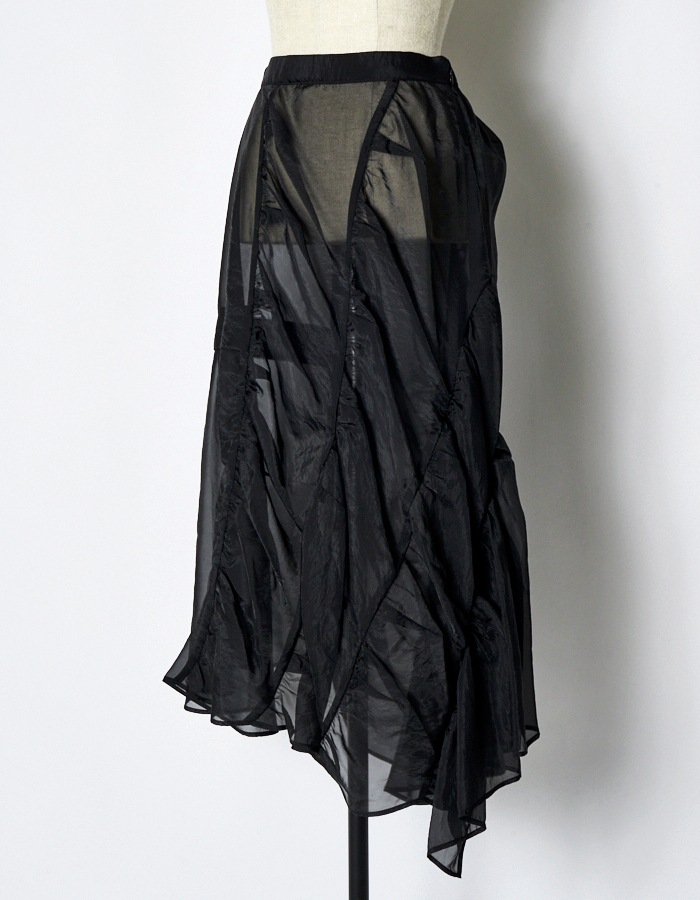 Sheer Gathered Skirt / black