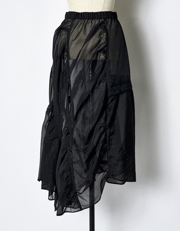 Sheer Gathered Skirt / black