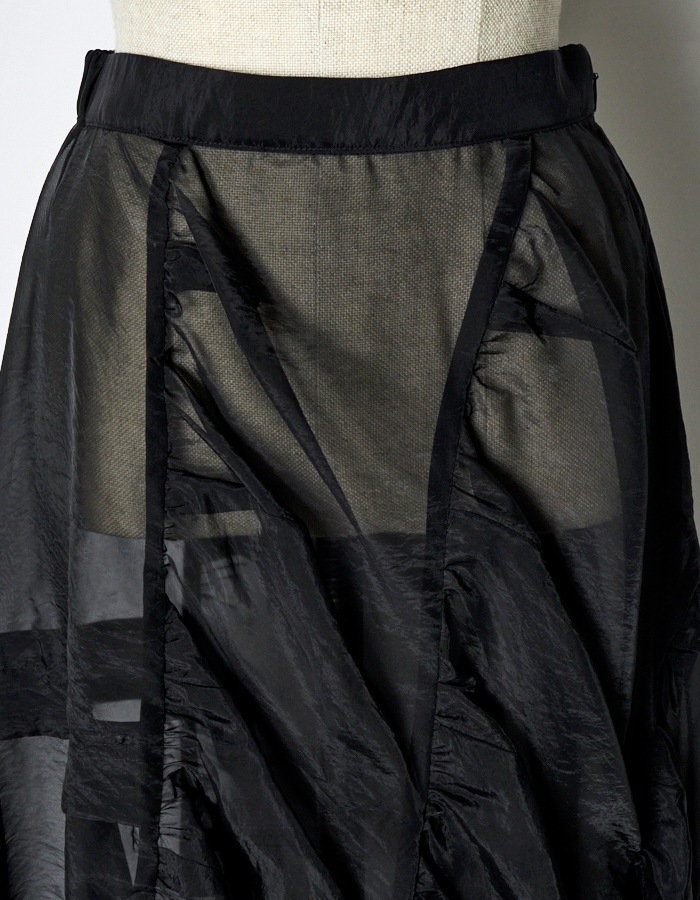 Sheer Gathered Skirt / black