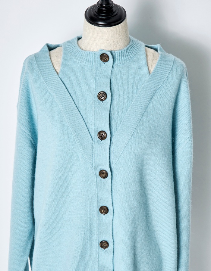 Layered Cardigan / light blue