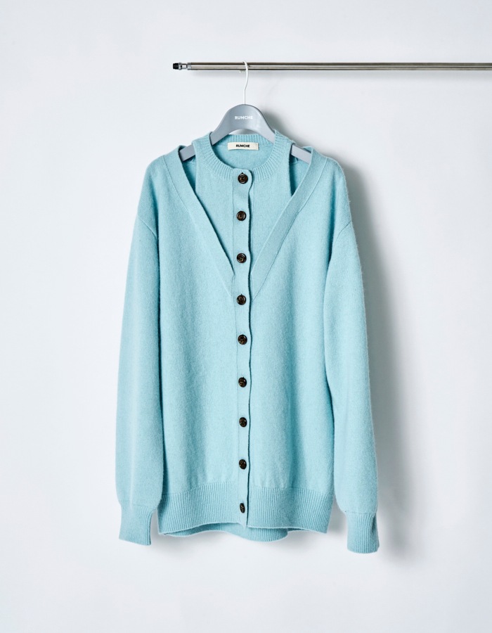 Layered Cardigan / light blue