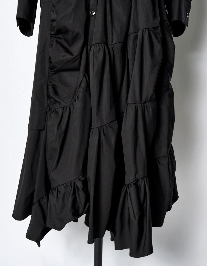 Typewriter Gathered Dress / black