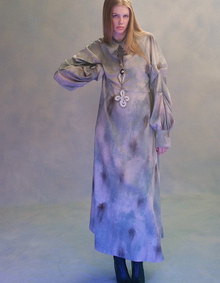 Soapstone Shirt Dress / light gray