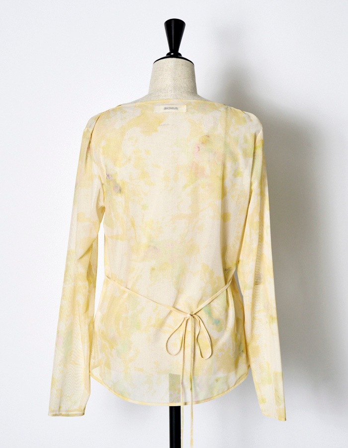 Crystal Flower Sheer Tops / yellow