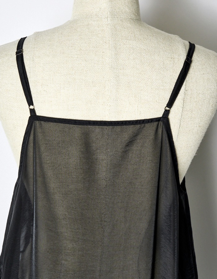 Sheer Gathered Camisole Dress / black