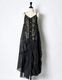 Sheer Gathered Camisole Dress / black
