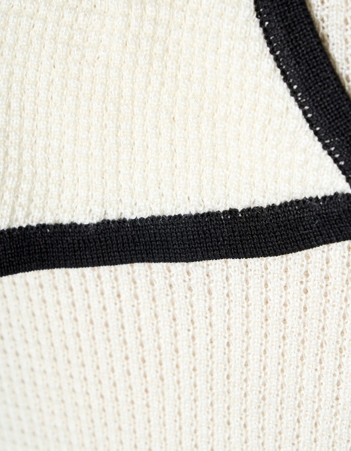 Waffle Knit Piping Tops / off white