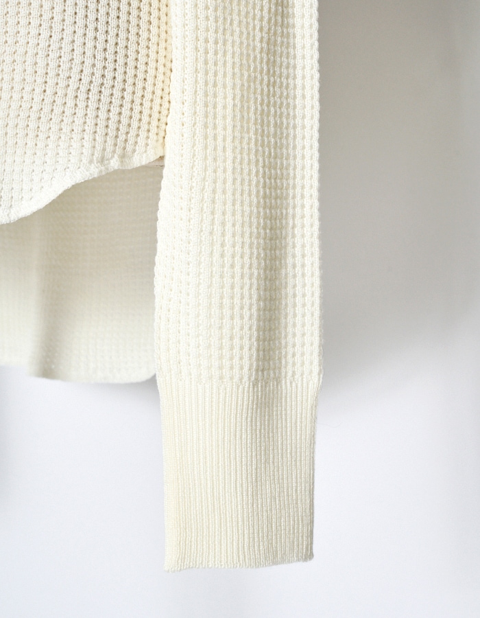Waffle Knit Piping Tops / off white